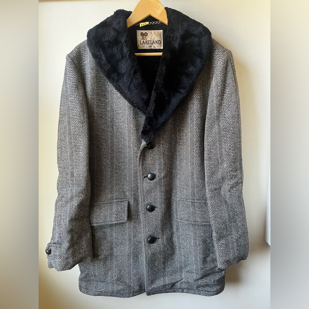 LAKELAND Vintage Faux‎ Fur Lined Coat Classic Ivy League Academia Old Money 42